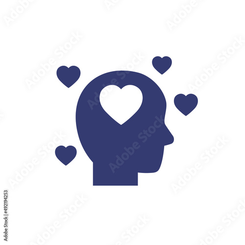 head and hearts, affection or passion icon on white