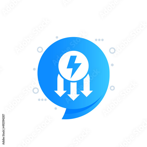 power consumption reduction icon, vector