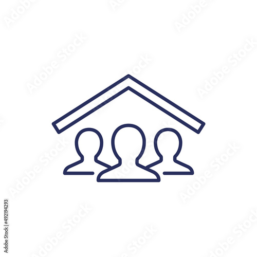 tenants, house residents line icon on white