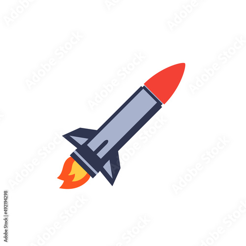 Ballistic missile on white, vector illustration