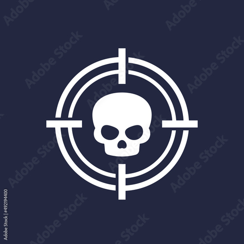 skull and target icon on dark