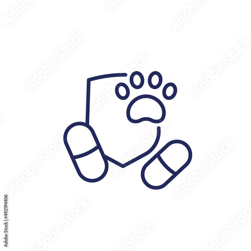 pills for pets, antiviral medicine line icon on white