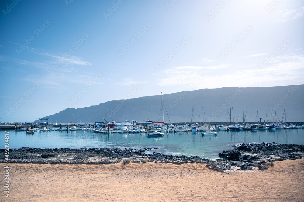 Port of Caleta del Sebo, La Graciosa Island, Lanzarote, Canary Islands. spain