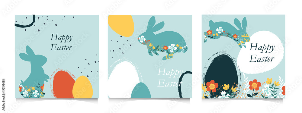 Happy Easter banner. Easter design with typography, Modern minimal style.