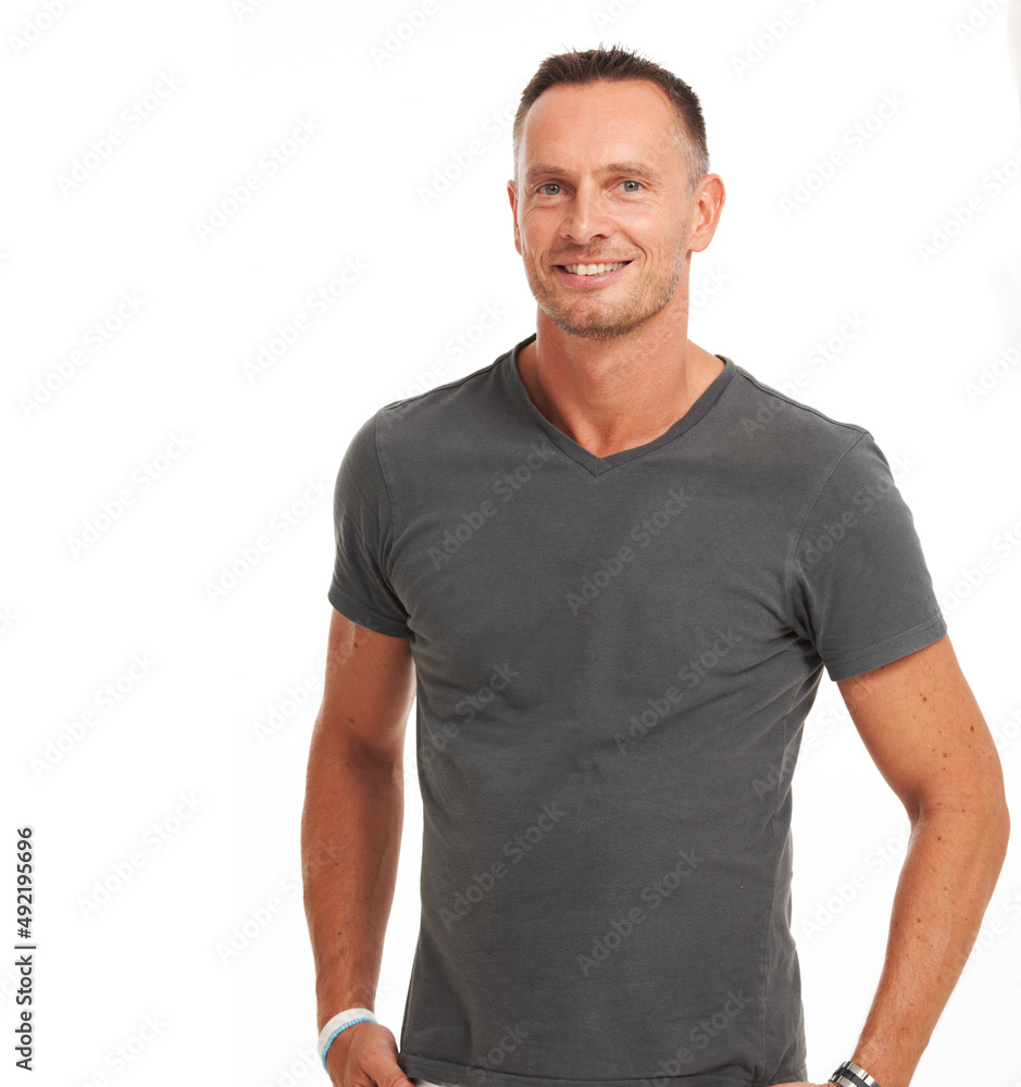 My confidence keeps me smiling. Handsome mature man smiling while isolated on white. My confidence keeps me smiling. Handsome mature man smiling while isolated on white.