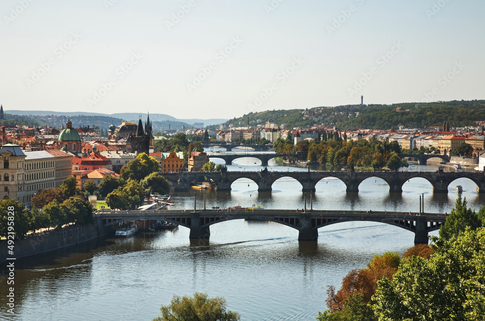 View of Vltava river in Prague. Czech Republic