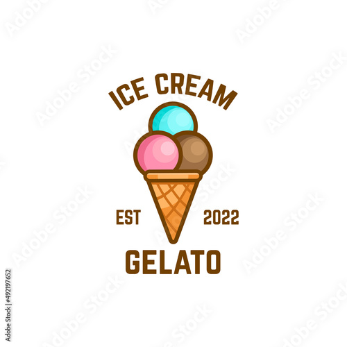 Ice cream company logo vector illustration