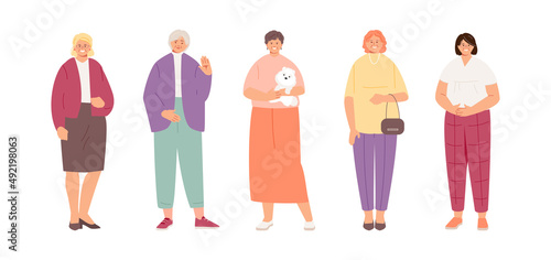 Elderly happy women in full growth