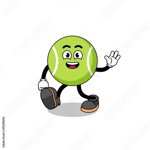 tennis ball cartoon walking