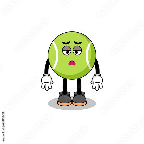 tennis ball cartoon with fatigue gesture