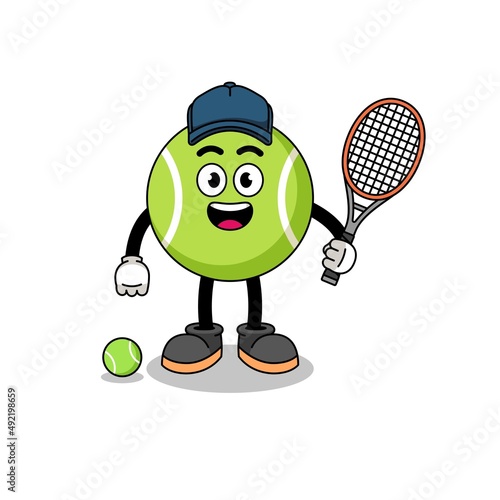 tennis ball illustration as a tennis player