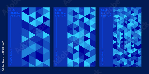 Blue book cover with geometric design, Minimal Blue cover design set