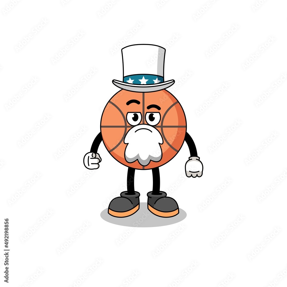 Illustration of basketball cartoon with i want you gesture