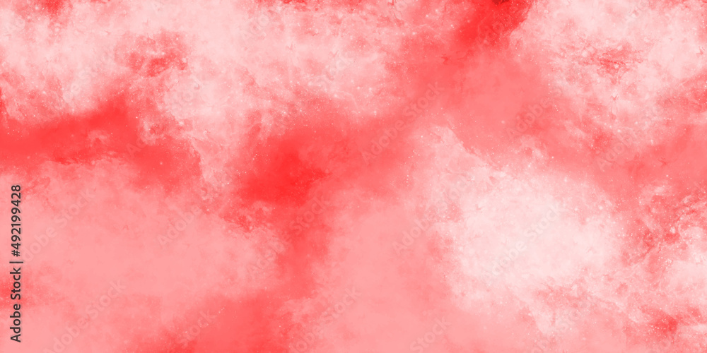 Red White background. Pink watercolor stain isolated on white background. Artistic paint texture. The color splashing on the paper. It is a hand drawn.