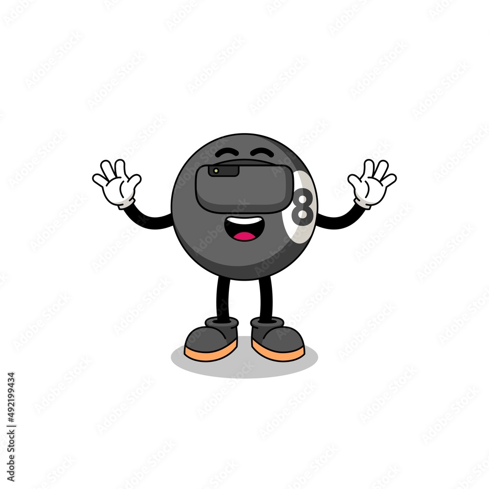 Illustration of billiard ball with a vr headset Illustration of billiard ball with a vr headset