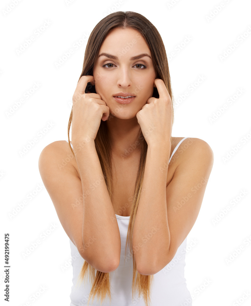 Her natural beauty is unmatched. A gorgeous brunette with smooth skin and long luxuriant hair isolated on a white background. Her natural beauty is unmatched. A gorgeous brunette with smooth skin and long luxuriant hair isolated on a white background.