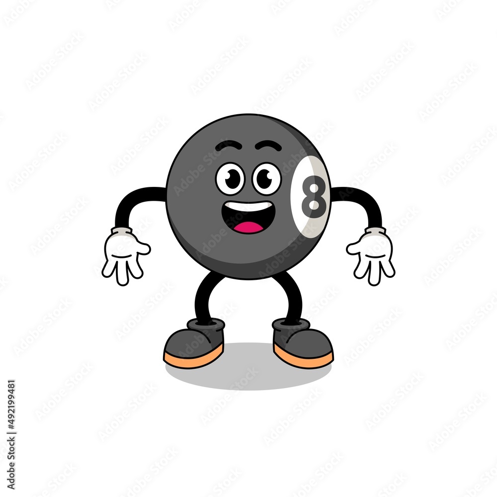 billiard ball cartoon with surprised gesture billiard ball cartoon with surprised gesture