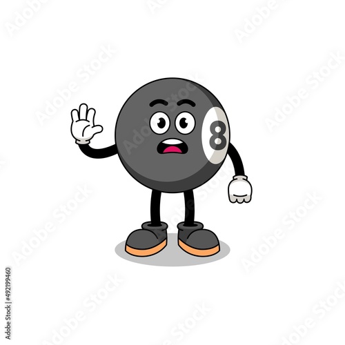 billiard ball cartoon illustration doing stop hand