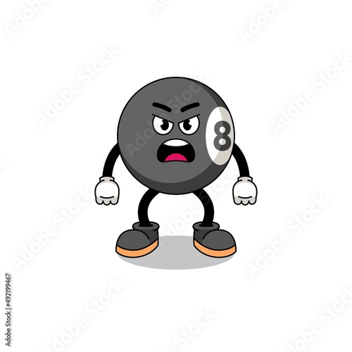 billiard ball cartoon illustration with angry expression
