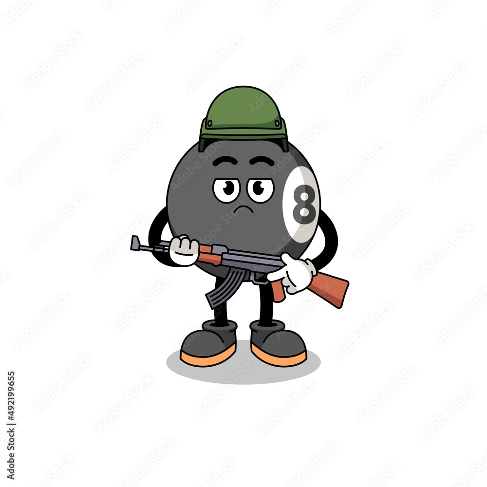 Cartoon of billiard ball soldier Cartoon of billiard ball soldier