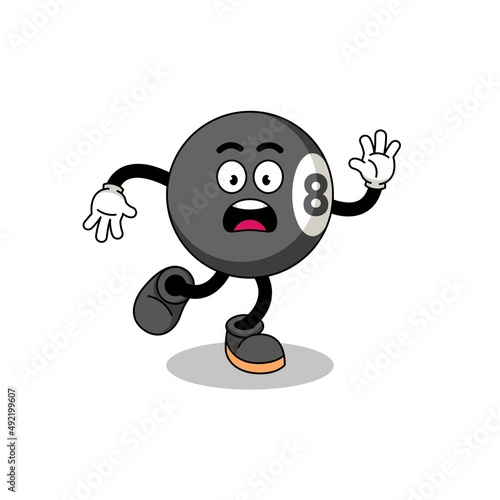 slipping billiard ball mascot illustration