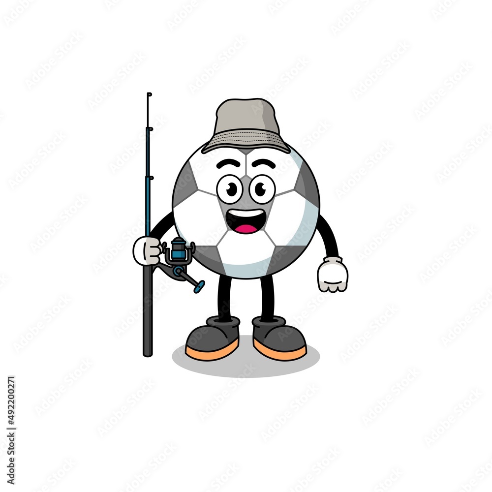 Mascot Illustration of soccer ball fisherman Mascot Illustration of soccer ball fisherman