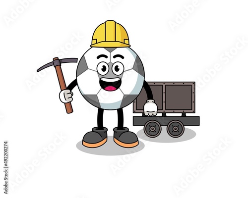 Mascot Illustration of soccer ball miner