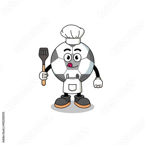 Mascot Illustration of soccer ball chef
