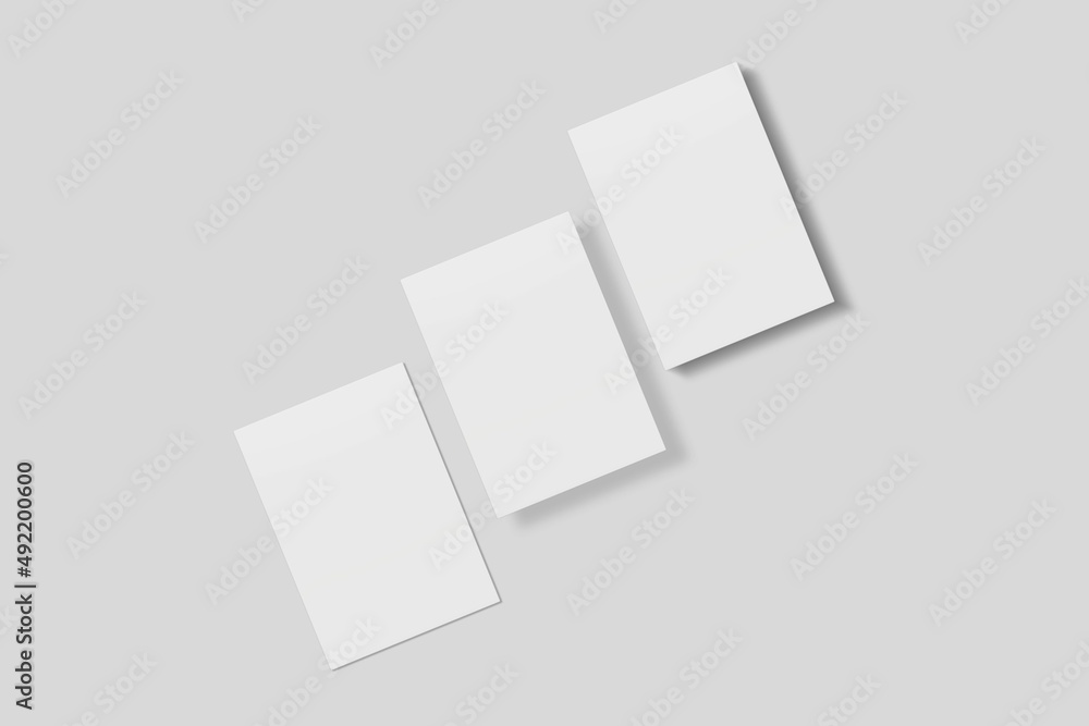 Blank paper for mockup. 3D Render. Blank paper for mockup. 3D Render.
