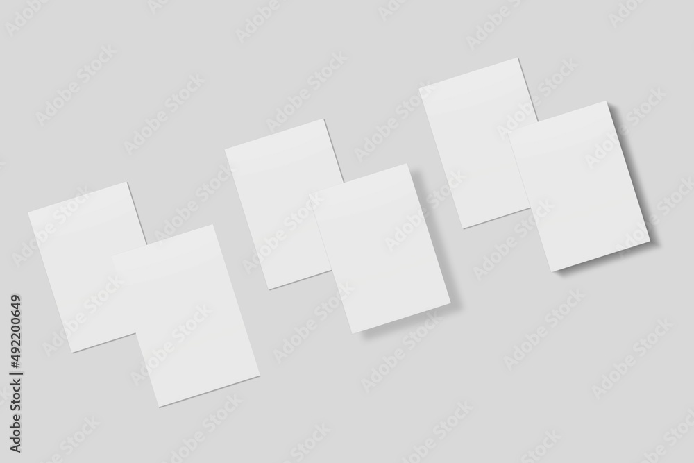 Blank paper for mockup. 3D Render. Blank paper for mockup. 3D Render.