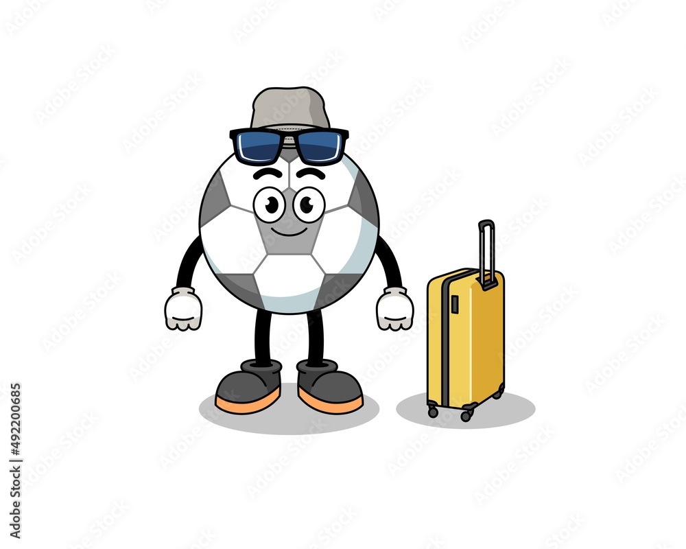 soccer ball mascot doing vacation