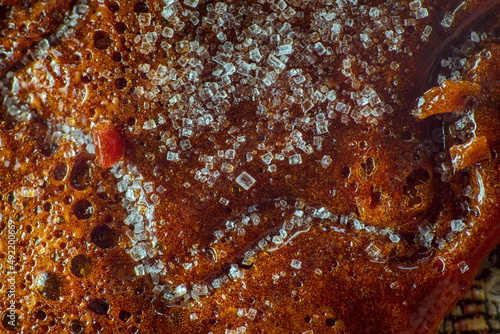 Brown burnt sugar texture close-up