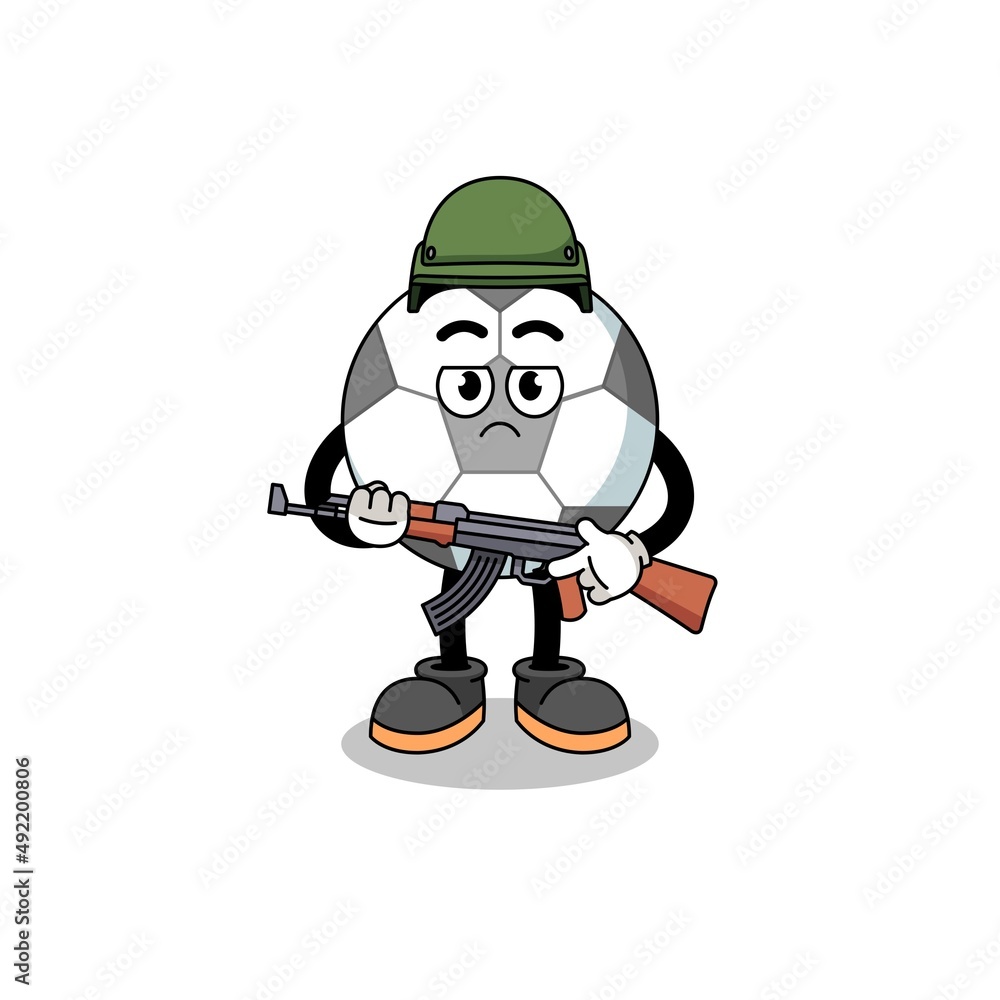 Cartoon of soccer ball soldier Cartoon of soccer ball soldier