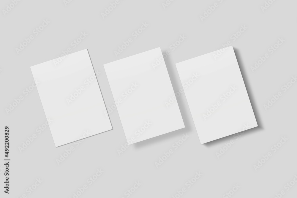 Blank paper for mockup. 3D Render. Blank paper for mockup. 3D Render.