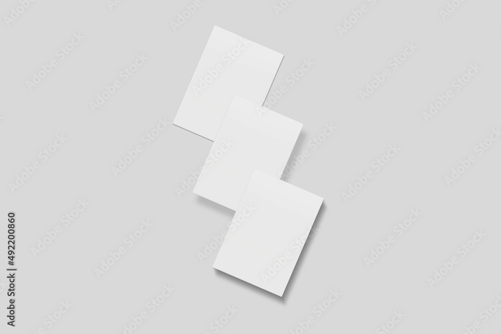 Blank paper for mockup. 3D Render. Blank paper for mockup. 3D Render.