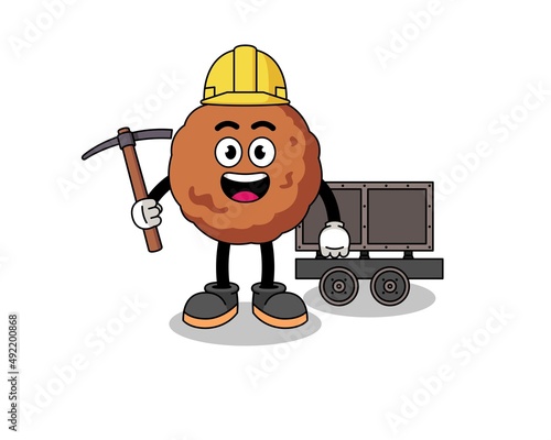 Mascot Illustration of meatball miner