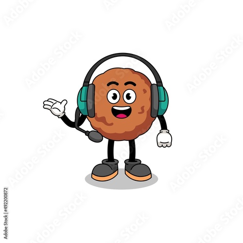 Mascot Illustration of meatball as a customer services