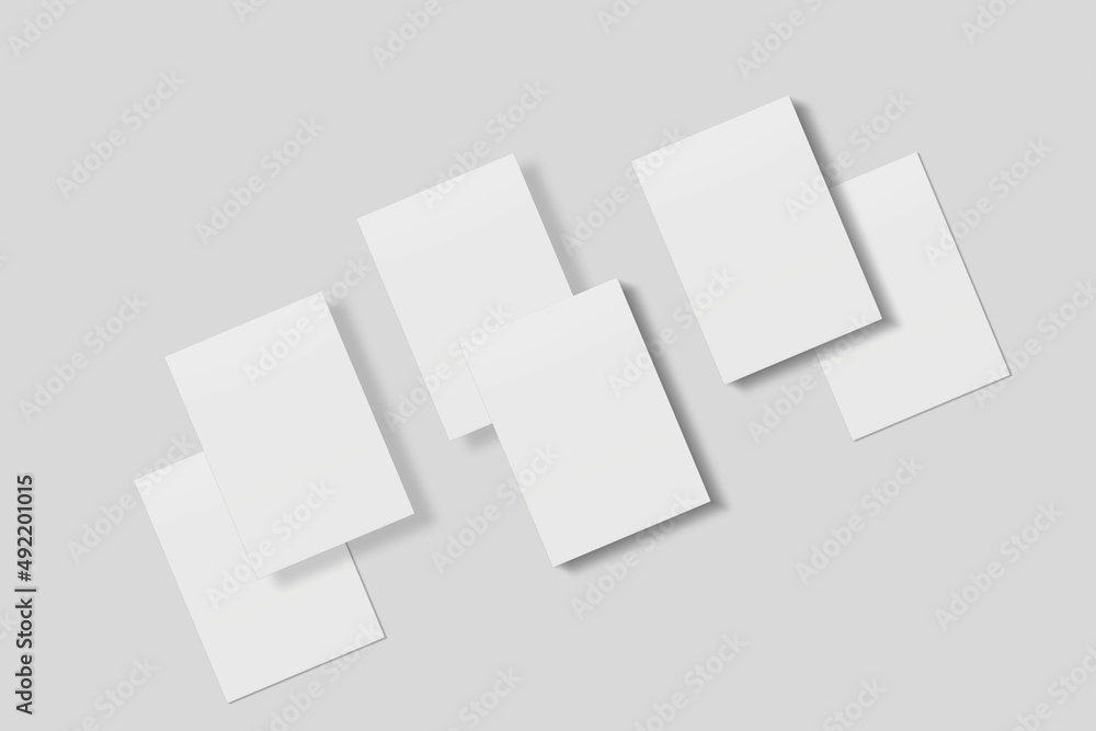 Blank paper for mockup. 3D Render. Blank paper for mockup. 3D Render.