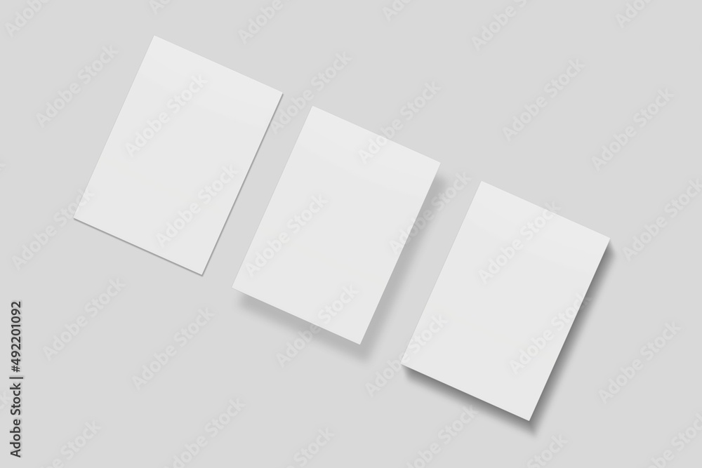 Blank paper for mockup. 3D Render. Blank paper for mockup. 3D Render.