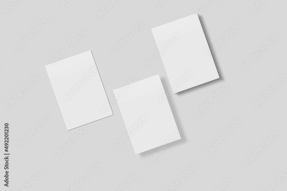 Blank paper for mockup. 3D Render. Blank paper for mockup. 3D Render.
