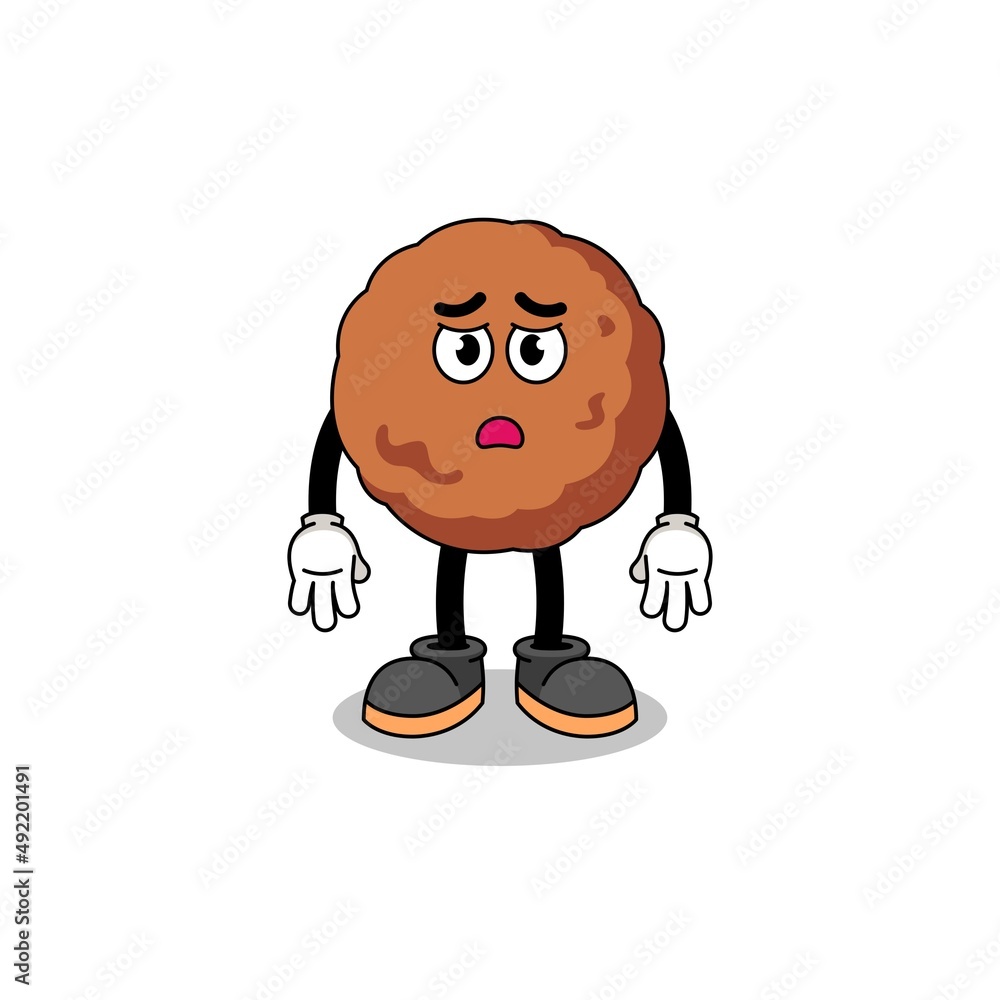 meatball cartoon illustration with sad face meatball cartoon illustration with sad face
