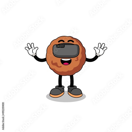 Illustration of meatball with a vr headset