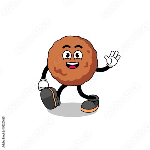 meatball cartoon walking