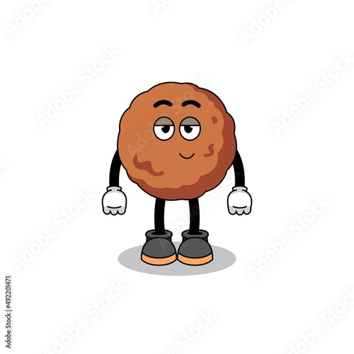 meatball cartoon couple with shy pose