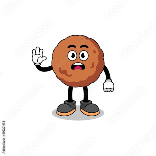 meatball cartoon illustration doing stop hand