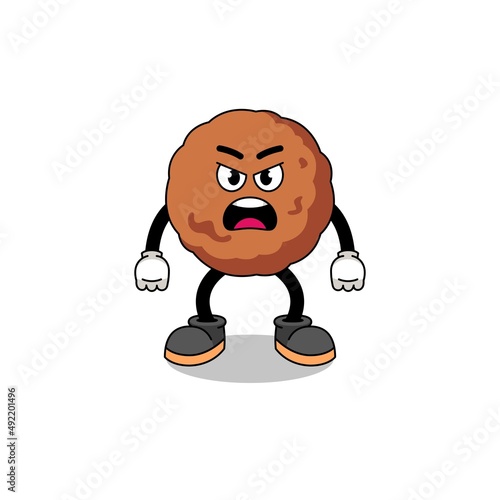 meatball cartoon illustration with angry expression