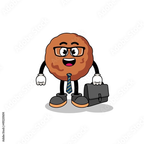 meatball mascot as a businessman
