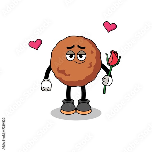 meatball mascot falling in love