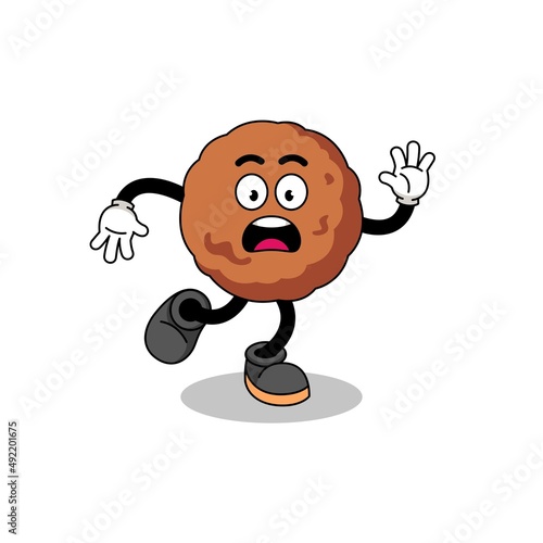 slipping meatball mascot illustration