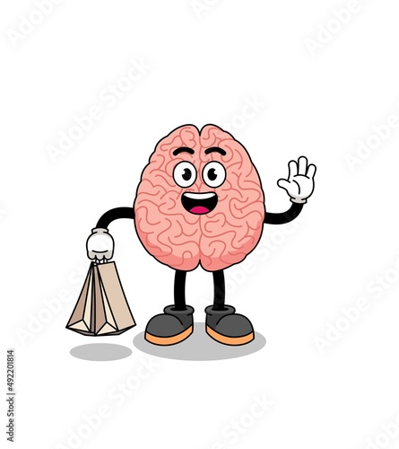 Cartoon of brain shopping